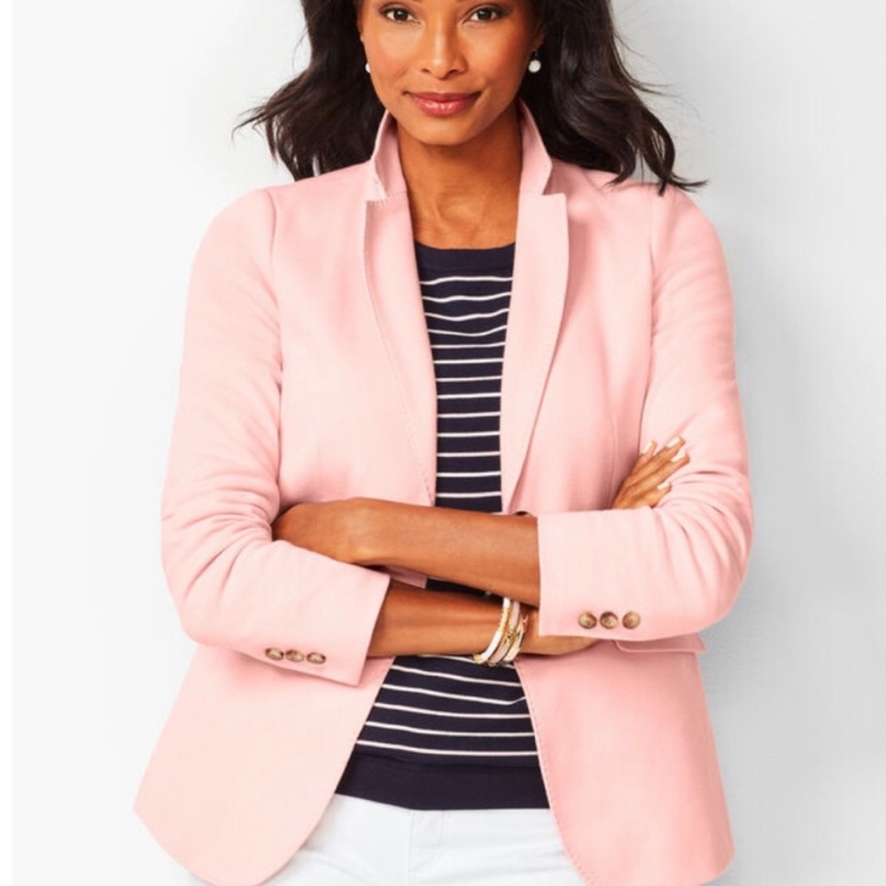 Talbots Petite Aberdeen Cotton Blend Pink Blazer